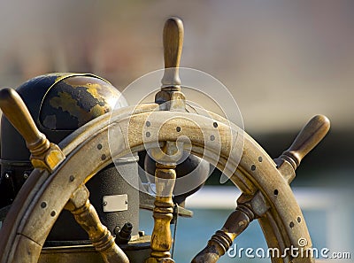 Boat steering wheel Stock Photo