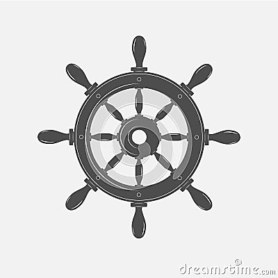 Boat steering wheel vector icon on white background. Vector Illustration