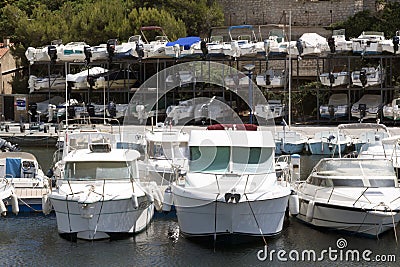 Boat storage in the harbour of nice france Editorial Stock Photo