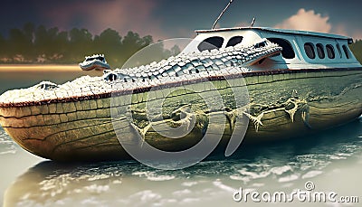 a boat in the style of a crocodile Stock Photo