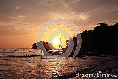 Boat sunset Stock Photo