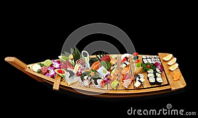 A boat of sushi Stock Photo