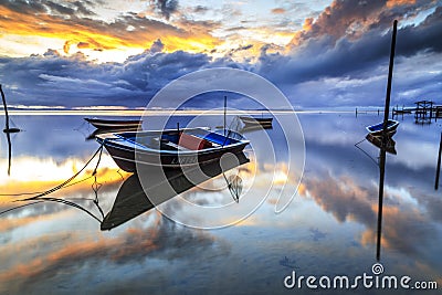 Boat at Tanjung aru beach, Labuan. Malaysia 21 Editorial Stock Photo