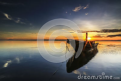 Boat at Tanjung aru beach, Labuan. Malaysia 06 Editorial Stock Photo
