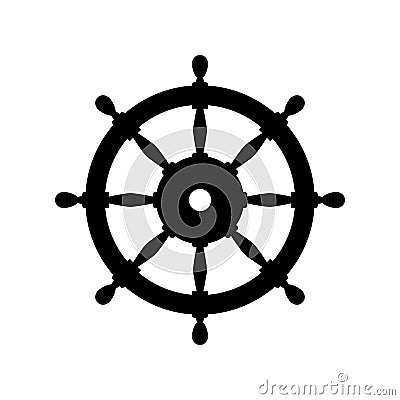 Boat timon wheel icon. Port sailor ship steering wheel vector captain rudder wheel logo Vector Illustration