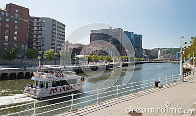 Boat tour on Nervion River in Bilbao Editorial Stock Photo