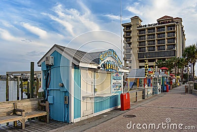 Boat tour store`s in Clearwater Marine area at Gulf Coast Beaches. Editorial Stock Photo