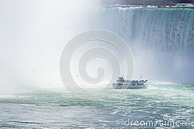 boat for tourists near Niagara Falls from Canadian side Editorial Stock Photo