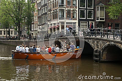 Boat trip on the historic canals of Amsterdam Editorial Stock Photo