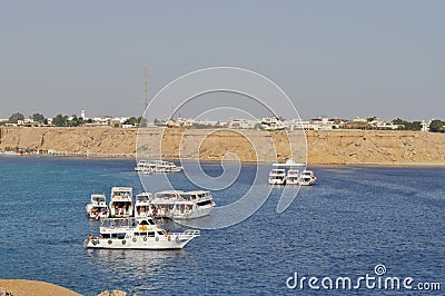 Boat with vacationers in the sea Stock Photo