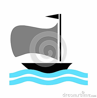 Boat vector with blue sea Vector Illustration