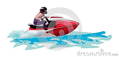 Boat vector speed motorboat yacht traveling in ocean illustration nautical set of summer vacation on motorized boat Vector Illustration