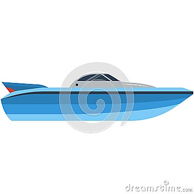 Boat vector, speedboat or motorboat icon isolated on white Vector Illustration