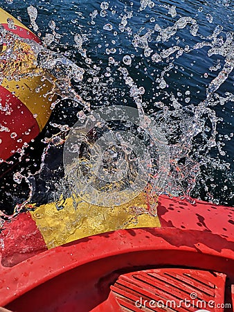 Boat Water Splash Stock Photo