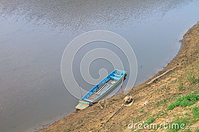 Boat wood moor coast river Stock Photo