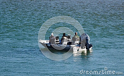Boaters On the North Saskatchewan River Editorial Stock Photo