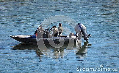 Boaters On the North Saskatchewan River Editorial Stock Photo