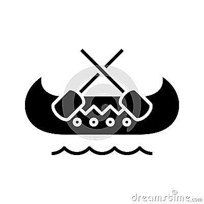 Boating black icon, concept illustration, vector flat symbol, glyph sign. Vector Illustration