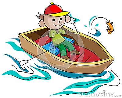 Boating boy Vector Illustration