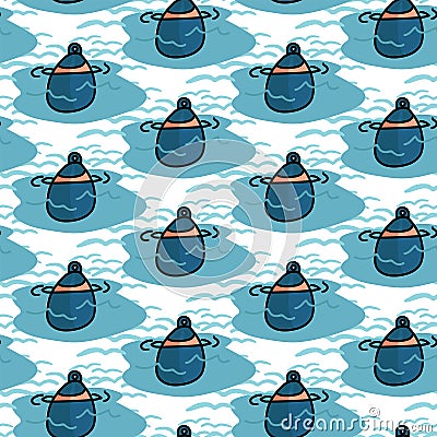 Cute boating buoy cartoon seamless vector pattern. Hand drawn sailing tile. All over print for marine equipment blog Vector Illustration