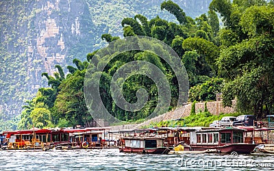 Boating in Guilin river Stock Photo