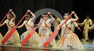 Boating hand-The third act of dance drama-Shawan events of the past Editorial Stock Photo