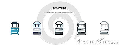 Boating icon in different style vector illustration. two colored and black boating vector icons designed in filled, outline, line Vector Illustration