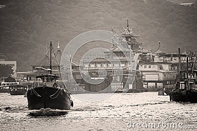 Boats in Aberdeen fishing village, Hong Kong Stock Photo