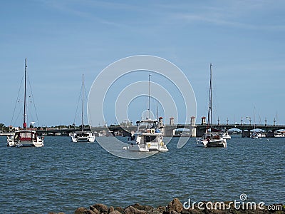 Boats Anchored in the Matanzas River Editorial Stock Photo