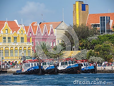 Boats around Punda Curacao views Editorial Stock Photo