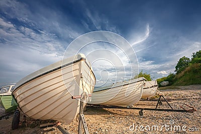 Boats on the baltic coast Stock Photo