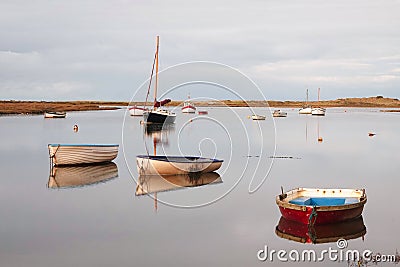 Boats on calm water. Stock Photo