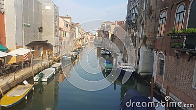 Boats at the Canal in Venice Stock Photo