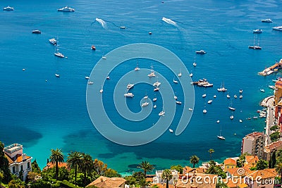 Boats at Cote d`Azur beachfront Stock Photo