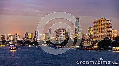 Boats cruising on the Chao Praya River at Bangkok, Thailand. Stock Photo