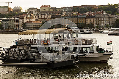 Boats on the Danube river, Budapest Editorial Stock Photo