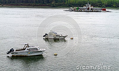 boats on Danube river, Silistra, Bulgria Editorial Stock Photo