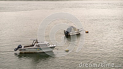 boats on Danube river, Silistra, Bulgria Editorial Stock Photo
