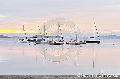 Boats at Daybreak Stock Photo