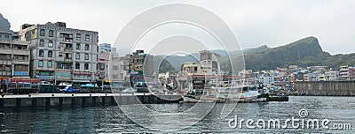 Boats dock at Keelung city, Taiwan Editorial Stock Photo