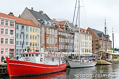 Boats in the harbor of Copenhagen Editorial Stock Photo