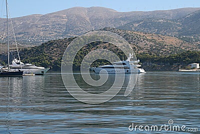 Boats in the harbor, Kefalonia, Greece Stock Photo