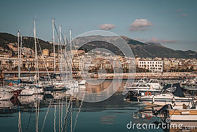 Boats in the harbor of Salerno, Campania, Italy Editorial Stock Photo