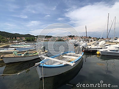 Boats in the harbor of the town Preko Stock Photo
