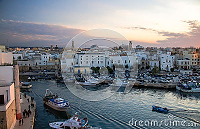 Boats in harbour of Monopoli town, Puglia Apulia, Southern Italy Editorial Stock Photo