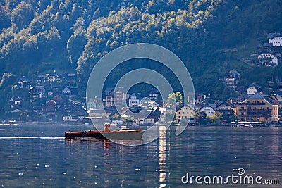 Boats on lake hallstÃ¤tter see Editorial Stock Photo