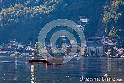 Boats on lake hallstÃ¤tter see Editorial Stock Photo