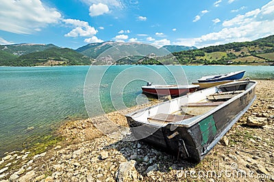 Boats on Lake Turano Stock Photo