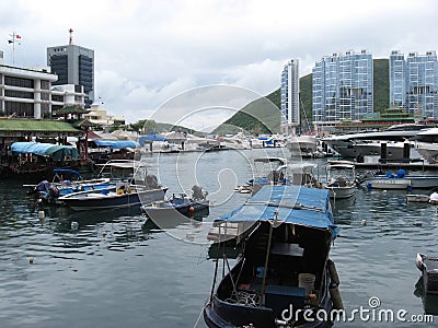 Boats at the marina in Aberdeen, Hong Kong Editorial Stock Photo