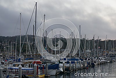 Boats in a marina on a cloudy day Stock Photo